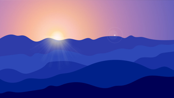 高清日出插画PNG背景，卡通手绘透明图片设计素材下载
