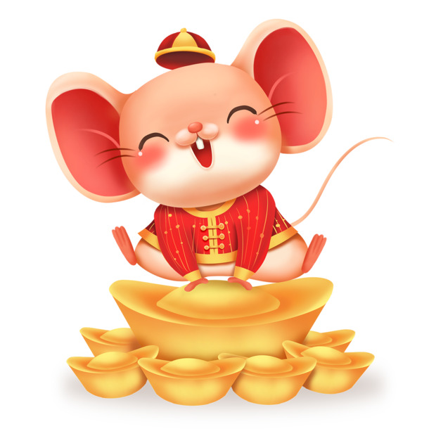 鼠年手绘卡通元素，大吉鼠年新年PNG透明图，春节/元旦/元宵高清节日设计素材下载