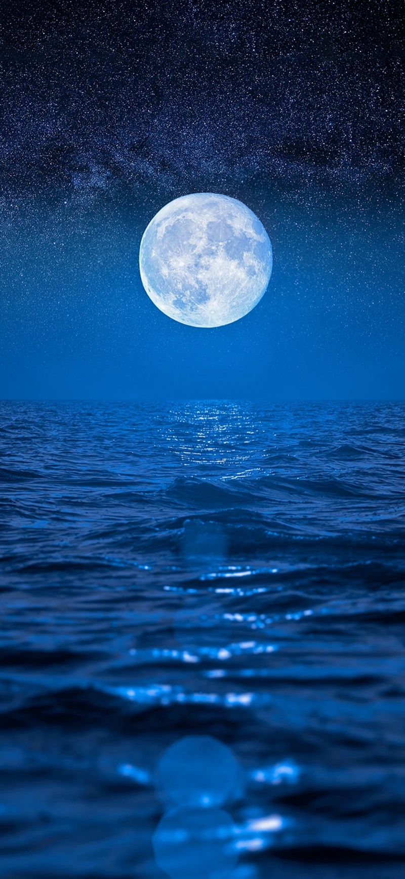 月圆夜蓝色海域高清JPG摄影，绝美风景设计素材下载
