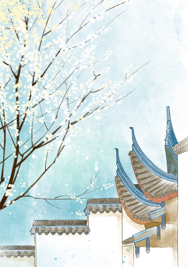 中国风雪地梅花高清PNG背景图，透明元素，H5设计素材下载