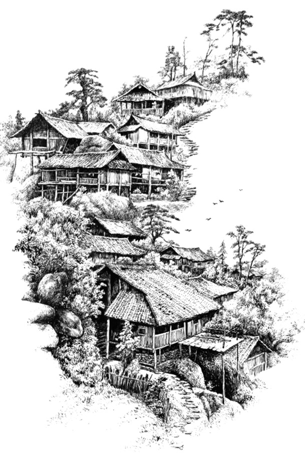 老房子PNG透明图片，高清漂浮花瓣元素，设计素材下载