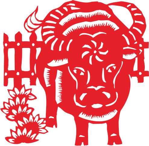 牛年剪纸高清PNG透明图，元旦春节元宵节日素材，免费下载