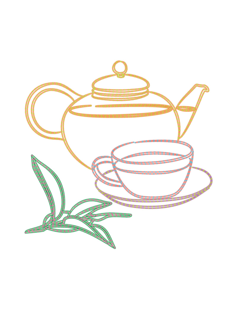 手绘卡通花茶霓虹灯招牌PNG透明图，AI格式设计素材下载