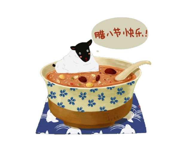 可爱手绘腊八粥PNG透明图，节日元素，高清矢量素材下载
