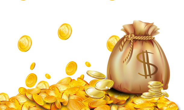 金币堆PNG透明图，手绘卡通元素，高清下载