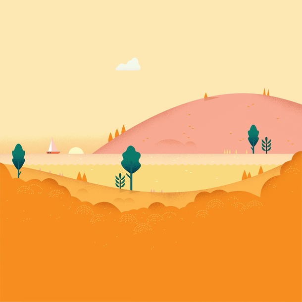 粉黄手绘卡通小树PNG透明背景，高清图片素材下载