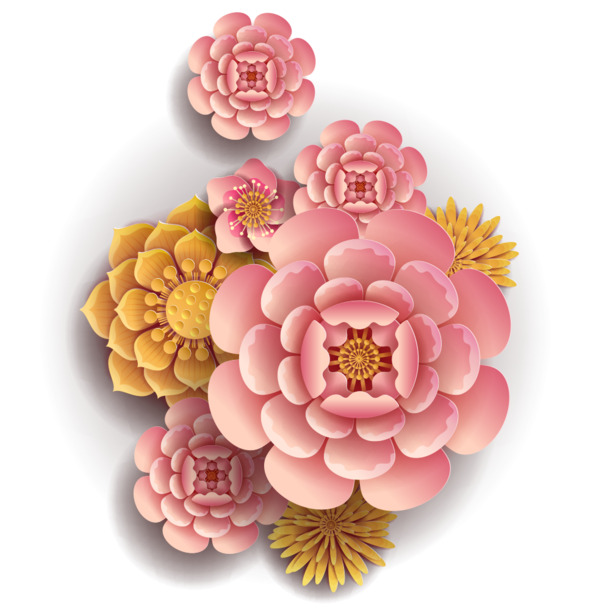 装饰剪纸艺术，高清PNG透明花瓣图片，漂浮元素设计素材下载