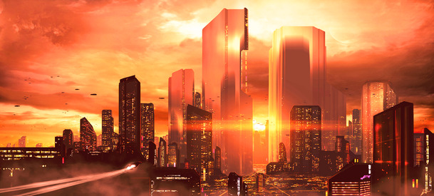 梦幻落日之城PNG透明背景，高清图片素材，创意设计下载