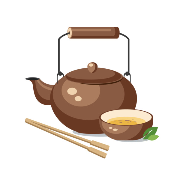 灰色扁平化茶壶插画，高清PNG透明元素，AI格式生活装饰素材下载