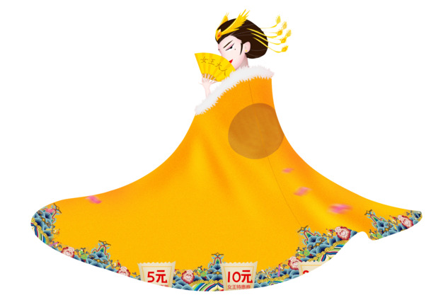 手绘女王大人节日素材，妇女节PSD+高清PNG透明图下载