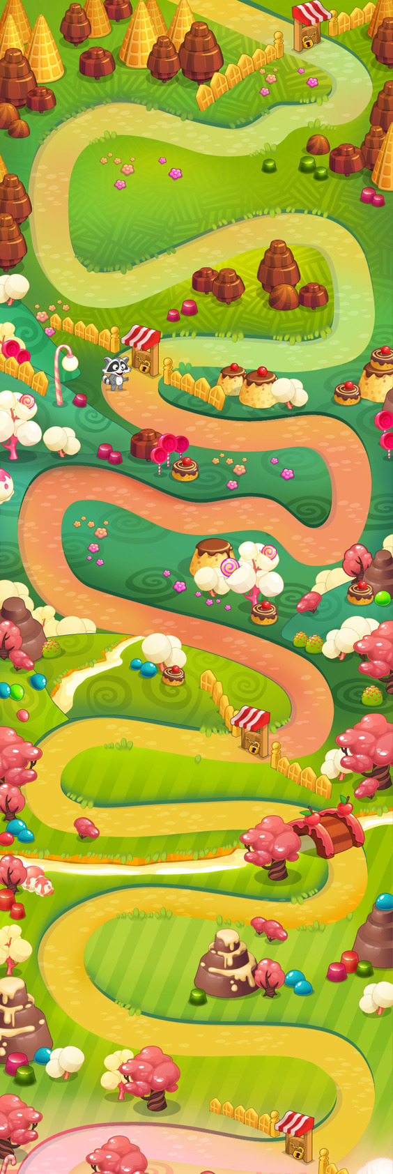 黄绿色卡通手绘游戏场景截图，高清PNG透明背景，设计素材免费下载