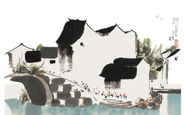 水墨建筑PNG透明图，装饰元素与笔触设计素材，高清下载