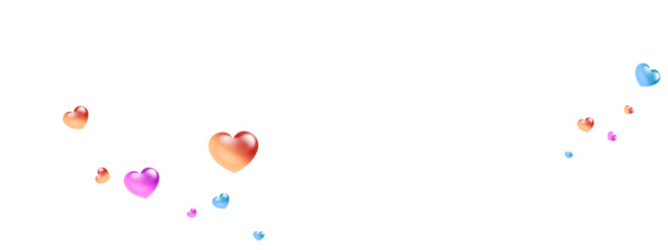 彩色卡通爱心PNG透明图片，漂浮元素设计素材，高清下载