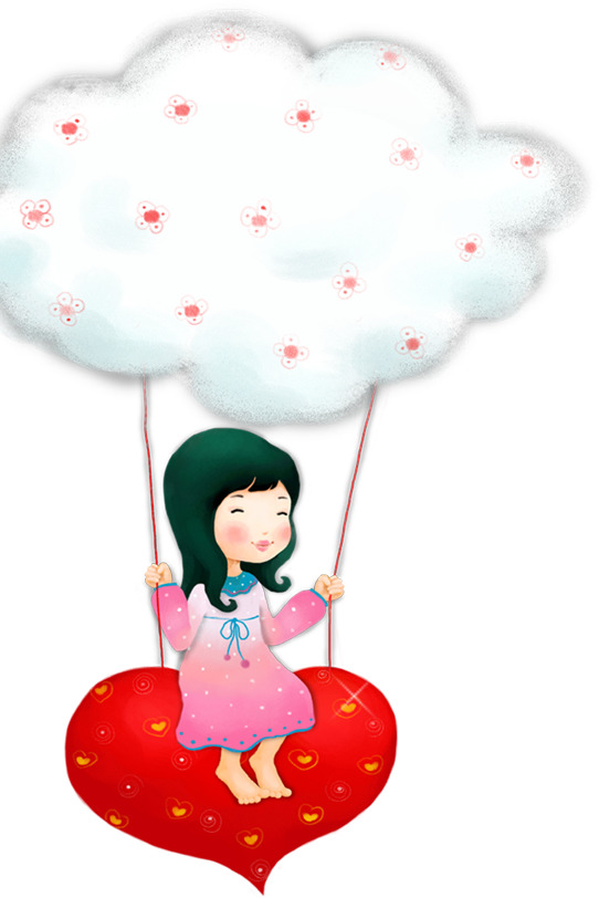 六一儿童节女孩云朵梦想童年PNG透明图片，节日元素与高清设计素材下载