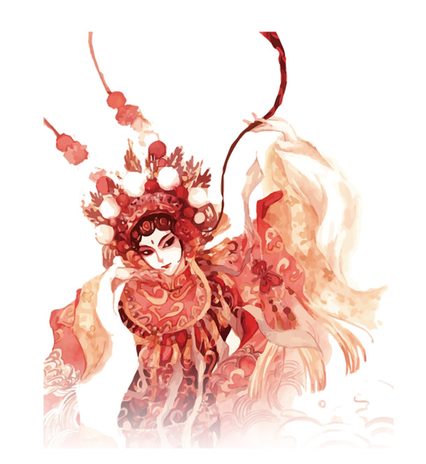 中国风京剧人物插画，高清PNG透明图，手绘卡通元素，设计素材免费下载