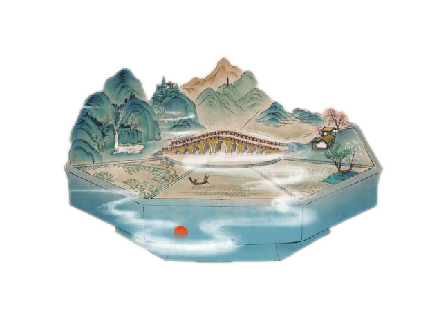 水墨山景高清PNG素材，透明背景，H5设计必备，免费下载