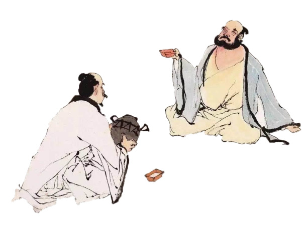 国画人物饮酒PNG透明图，手绘卡通元素，高清下载素材