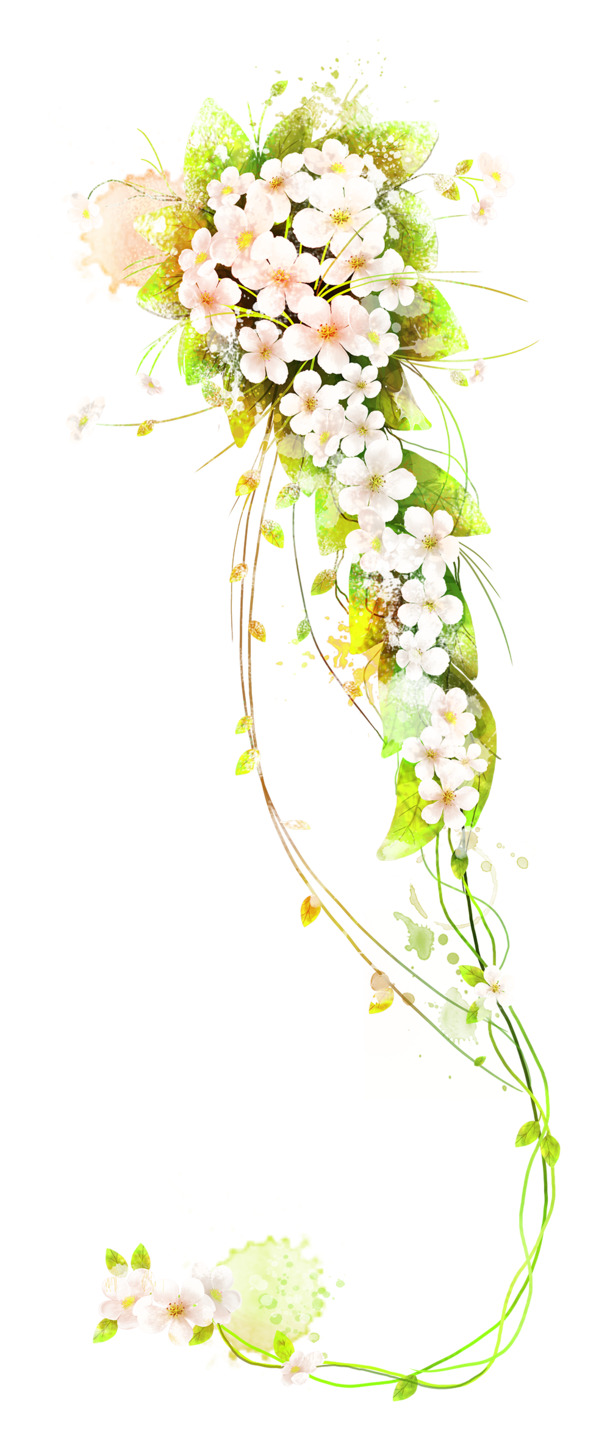 花卉图案PNG素材，高清透明背景，漂浮花瓣元素，设计资源免费下载