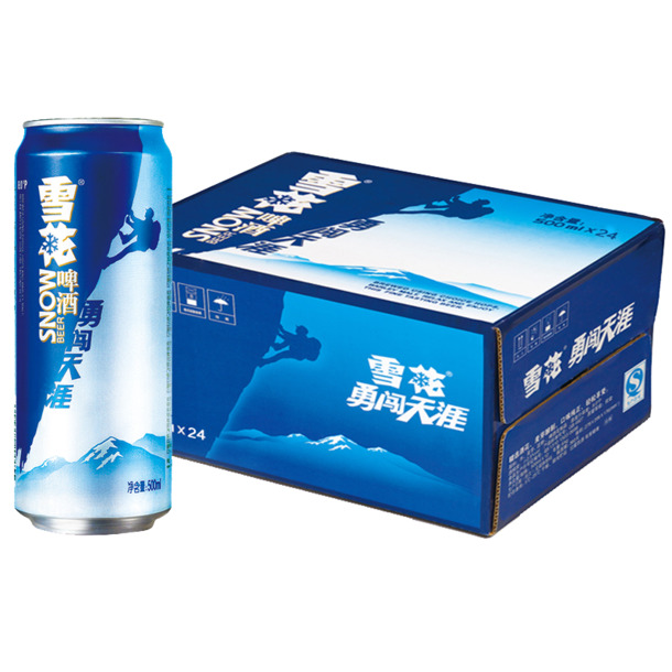 500ml听装雪花勇闯天涯啤酒整箱PNG透明图，免扣元素，高清下载