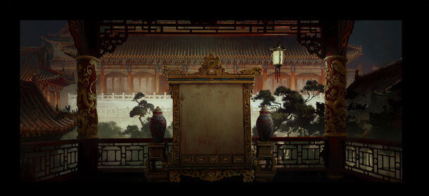 古典中国风宫殿外亭夜景PNG透明图片素材，高清下载