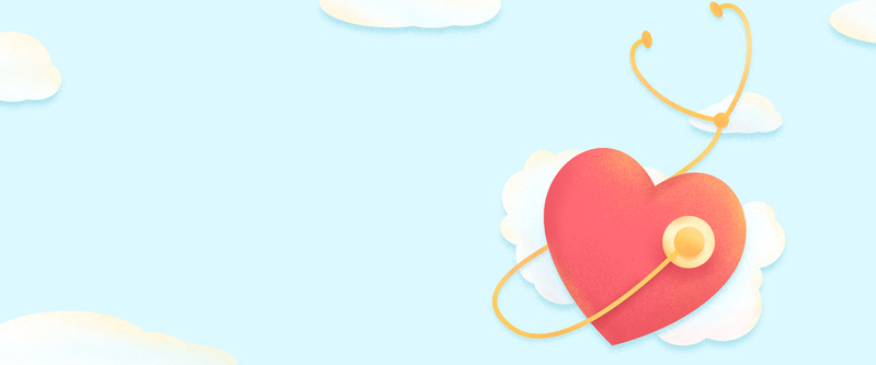中国医师节专属素材，浅蓝爱心听诊器Banner，高清JPG与简约PSD下载