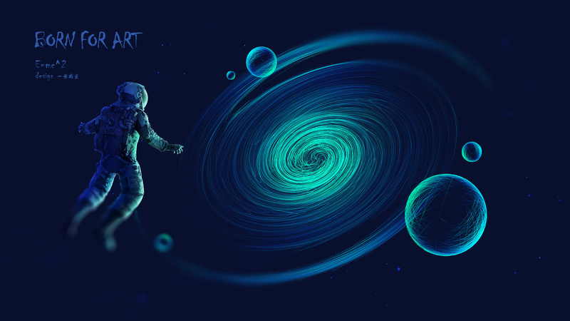 海色宇宙宇航员高清JPG素材，扁平简约设计图片免费下载