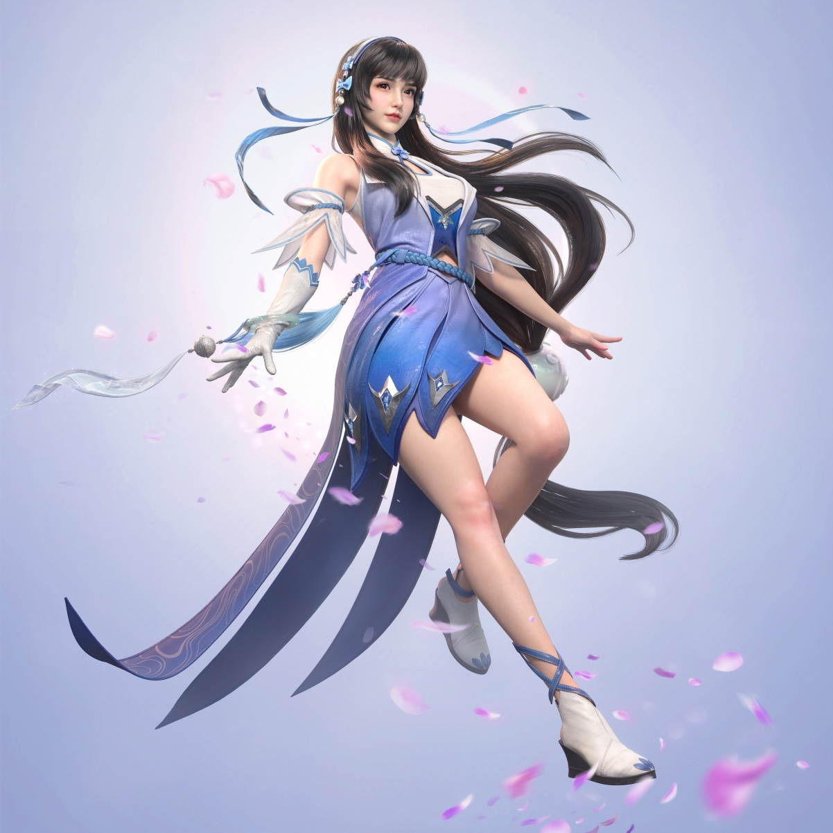 王者荣耀西施同人3D壁纸，全面屏4K高清，3840x3840动漫图片下载