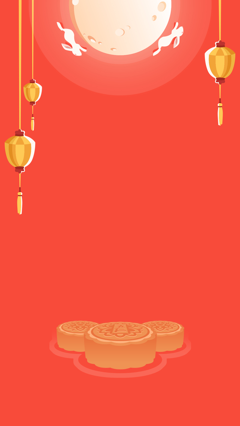 中秋佳节灯笼玉兔月饼高清图片，简约设计素材下载（JPG/PSD）