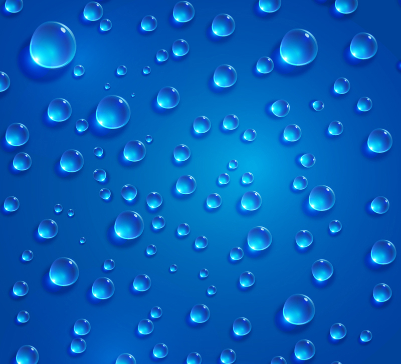 晶莹水珠矢量图，高清JPG/简约PSD，蓝色背景设计素材下载