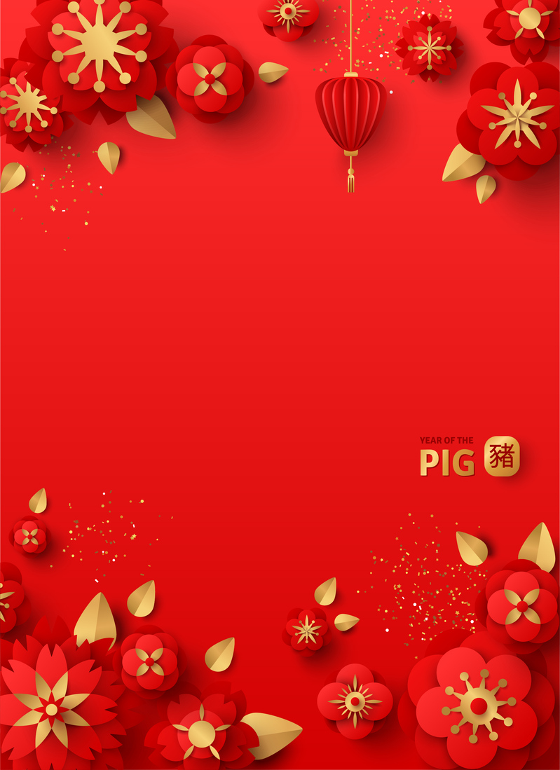 猪年喜庆红色背景图片，高清JPG与AI设计素材下载