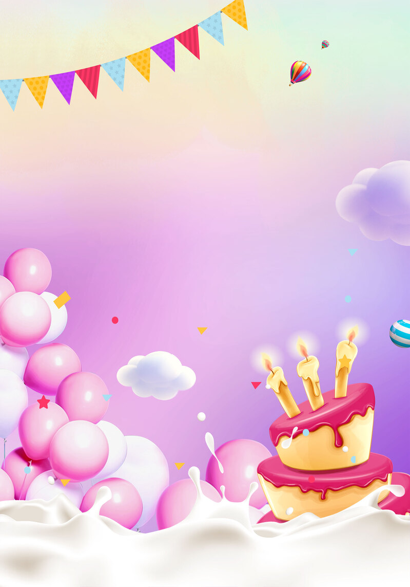卡通创意生日蛋糕背景，高清JPG与另类PSD设计素材下载