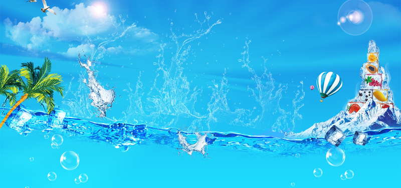 淘宝夏促冰块背景Banner，高清JPG/PSD设计素材下载