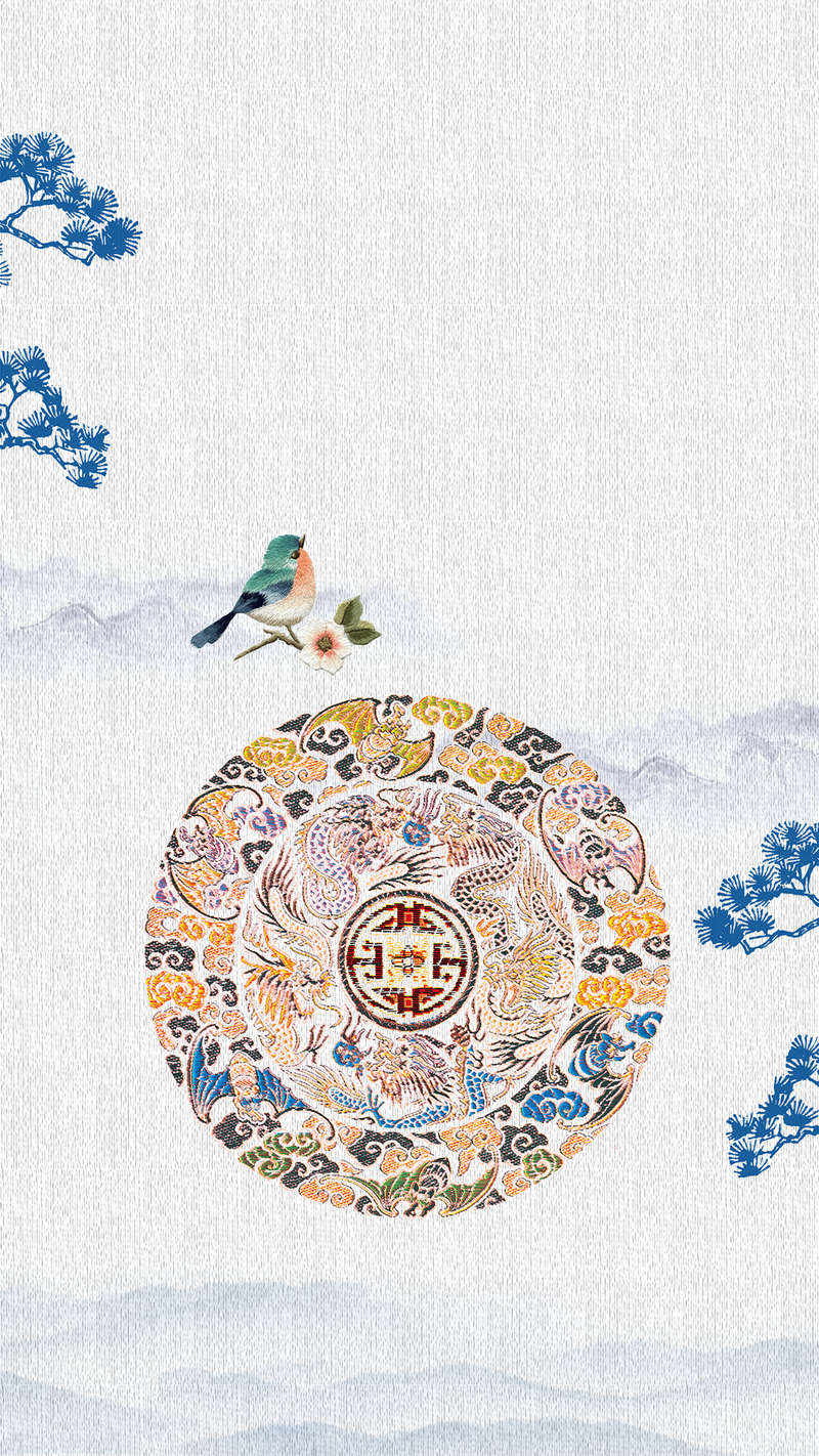 复古刺绣H5海报设计，传统手工艺高清JPG素材，中国风图片免费下载