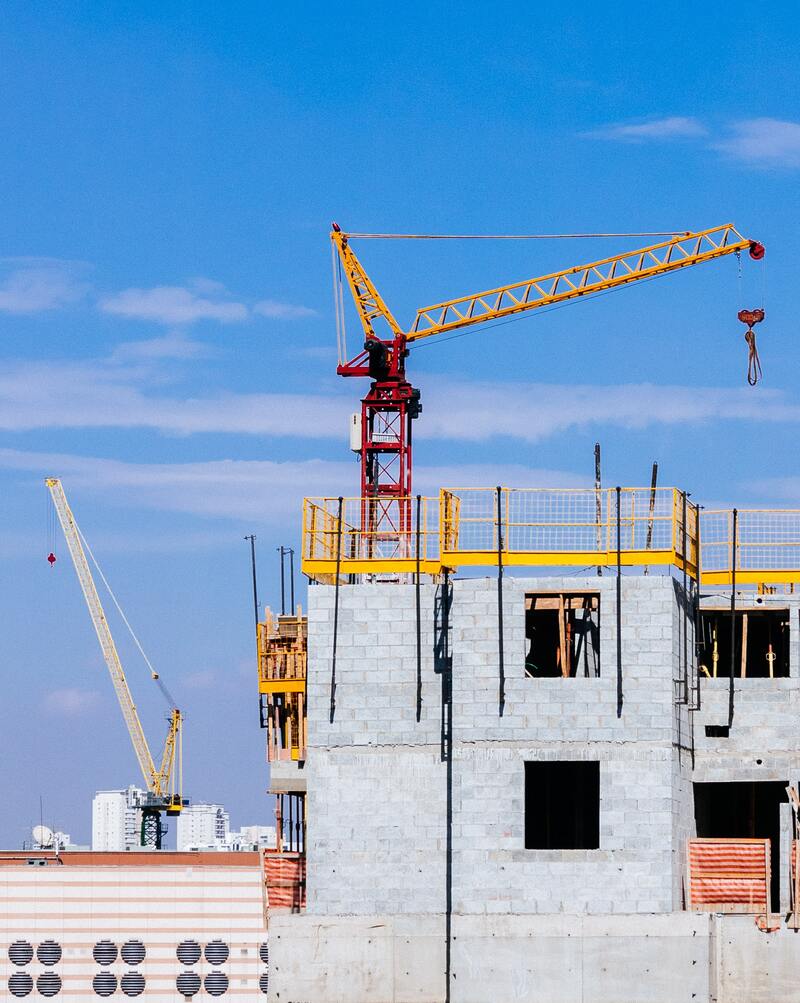 城市楼房建筑工地风光，吊塔高清JPG摄影素材，一键下载