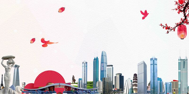 深圳印象，地标建筑复古旅游海报，高清JPG设计素材下载