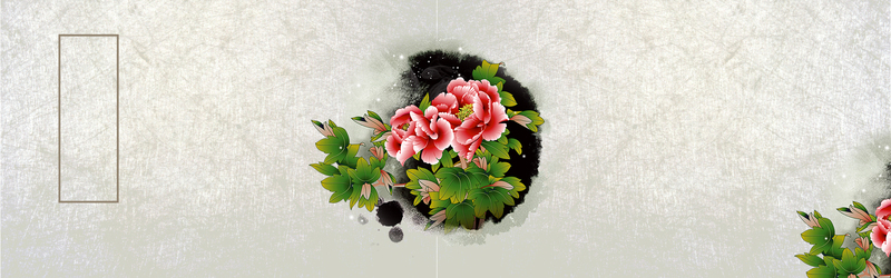 唯美古风花卉Banner，复古中国风PSD设计素材，高清JPG背景图下载