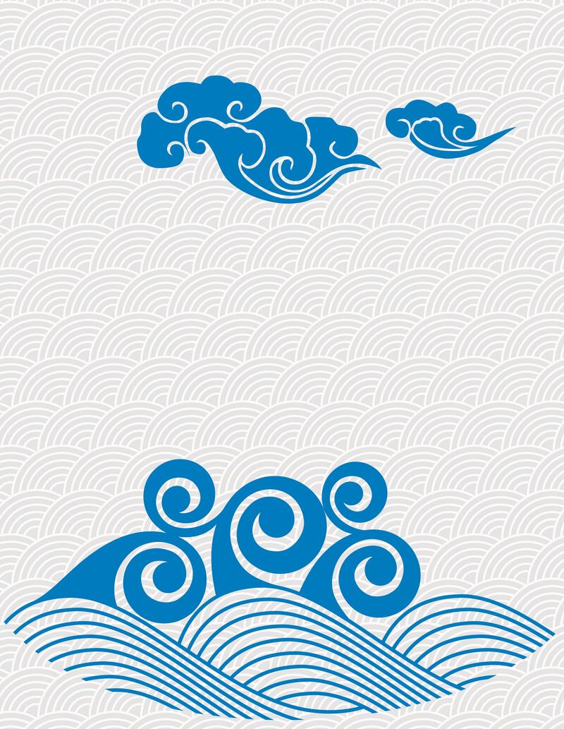 中国风矢量背景，复古祥云海水纹，高清JPG/AI格式下载