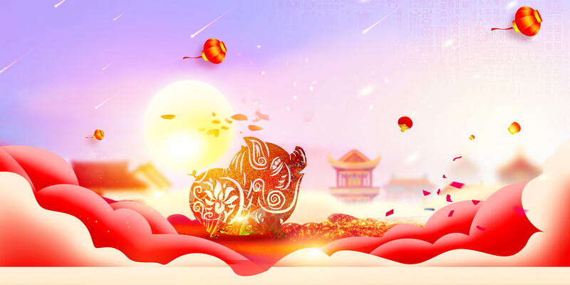 2019猪年迎春，高清天蓬背景素材，JPG/PSD格式设计资源下载
