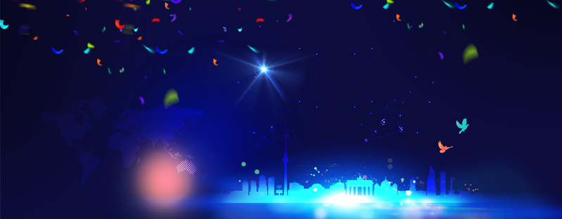 蓝色夜景城市风光Banner，电商狂欢PSD设计素材，高清JPG下载