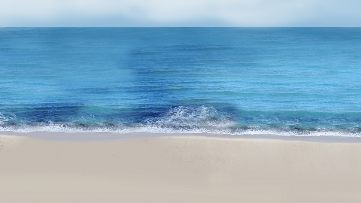手绘原创4K超清风景壁纸，大海海滩美景，高清3840x2160电脑桌面背景图，免费下载