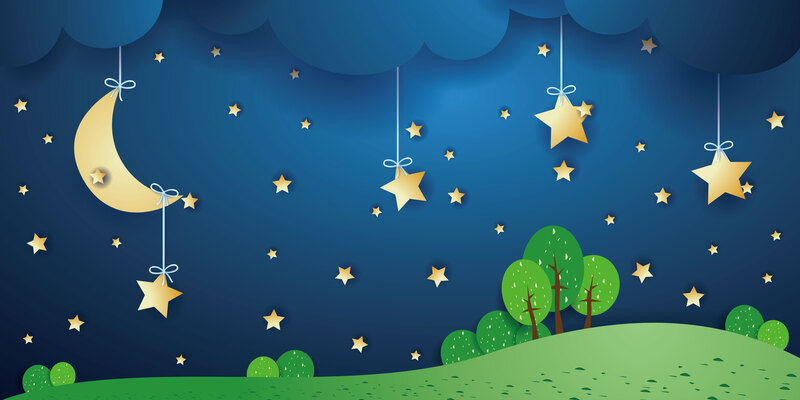 星空手绘插画海报背景，简约唯美夜晚，高清JPG/AI设计素材下载