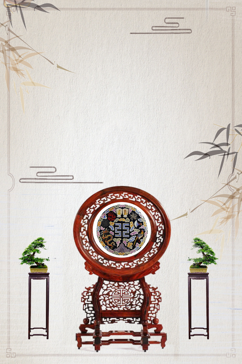 古典艺术之美，中国风刺绣海报，高清JPG与复古PSD素材下载