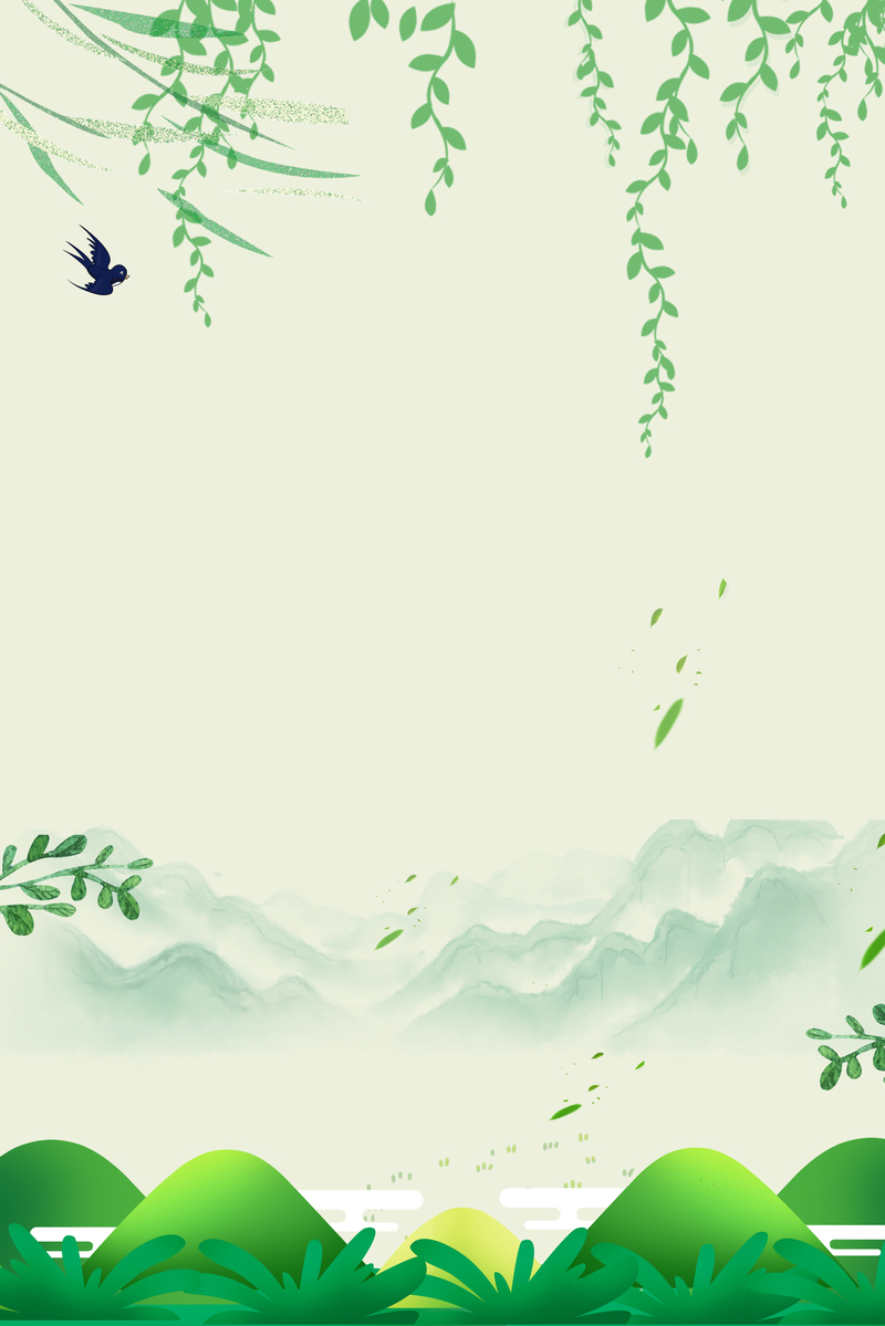 春季垂叶复古背景图，中国风高清JPG/PSD设计素材下载