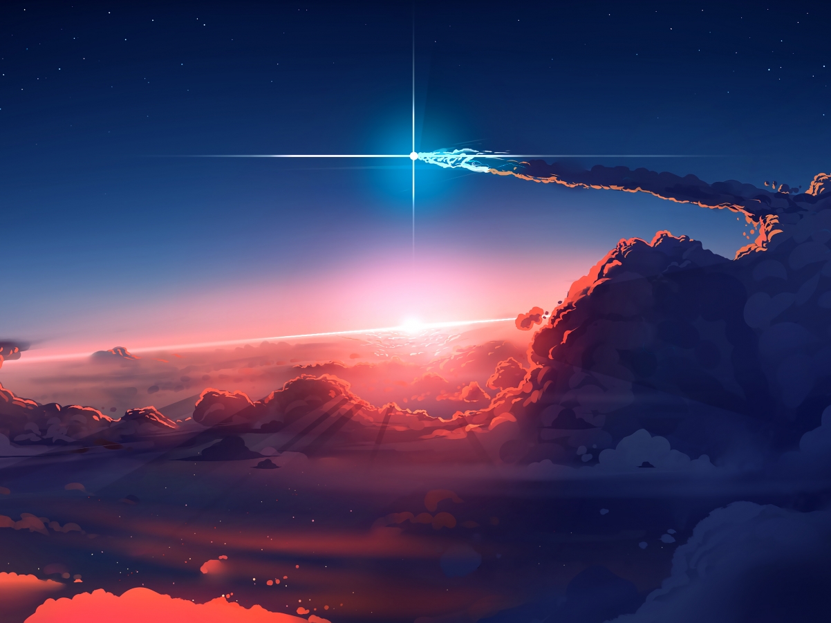 唯美星空，云卷云舒，光影交织，超清2732x2048平板壁纸免费下载