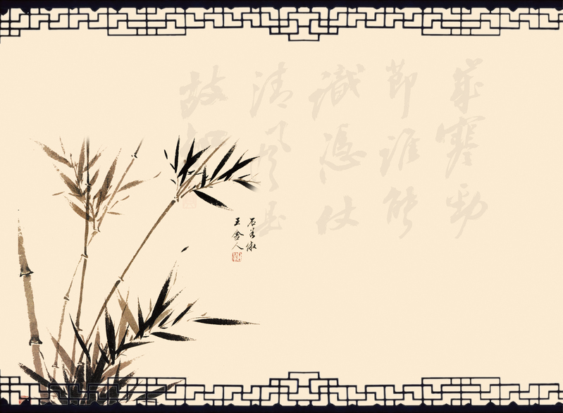 灰色竹影画展板背景，复古中国风高清JPG/PSD设计素材下载