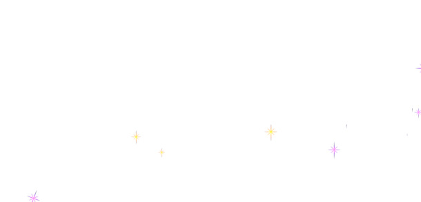 高清闪耀星光PNG透明图片，黄色紫色漂浮元素，设计素材免费下载