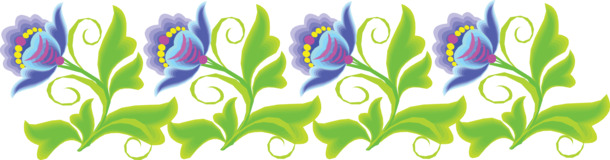 手绘蓝色花卉边框PNG素材，高清透明彩带漂浮元素，设计下载