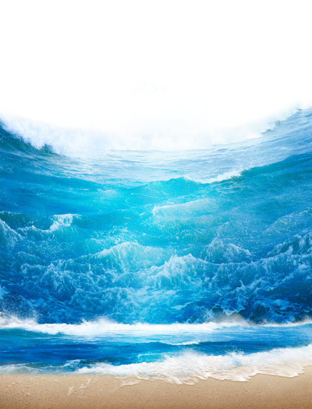 高清蓝色大海波浪PNG透明图片，漂浮元素及其他设计素材下载