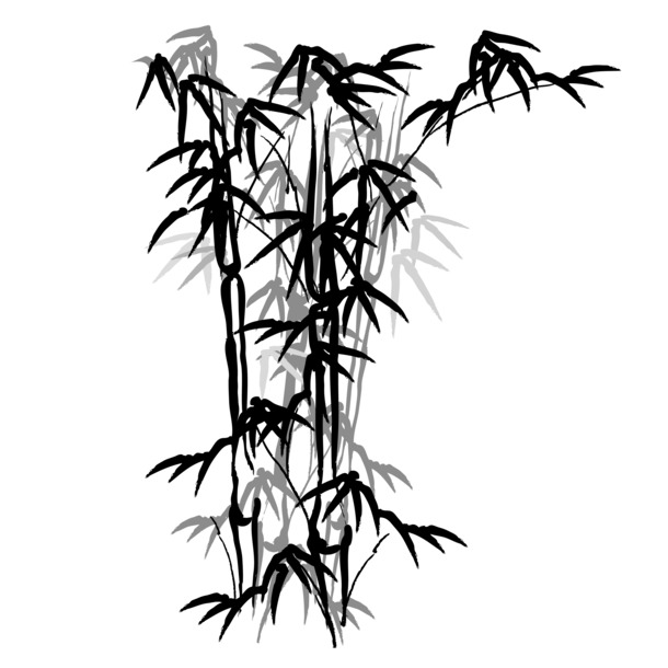 墨竹水墨素材，高清PNG透明图片，装饰元素丰富，笔触自然，免费下载