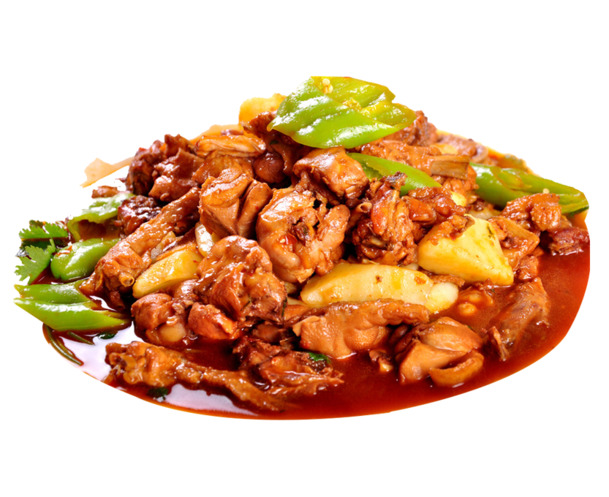 新疆特色大盘鸡PNG透明图，装饰图案设计素材，免费下载